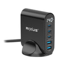 Rixus RX140 GaN Power Adapter With Digital Display 140W Black