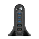 Rixus RX140 GaN Power Adapter With Digital Display 140W Black