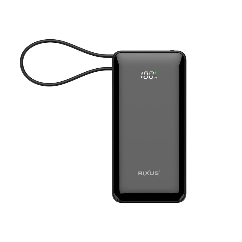 Rixus RXPB01B PowerBank 10.000mAh With Built-In Handstrap Cable Black