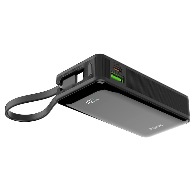 Rixus RXPB01B PowerBank 10.000mAh With Built-In Handstrap Cable Black