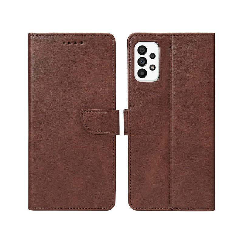 Rixus Bookcase For Samsung Galaxy A33 5G A336B Brown