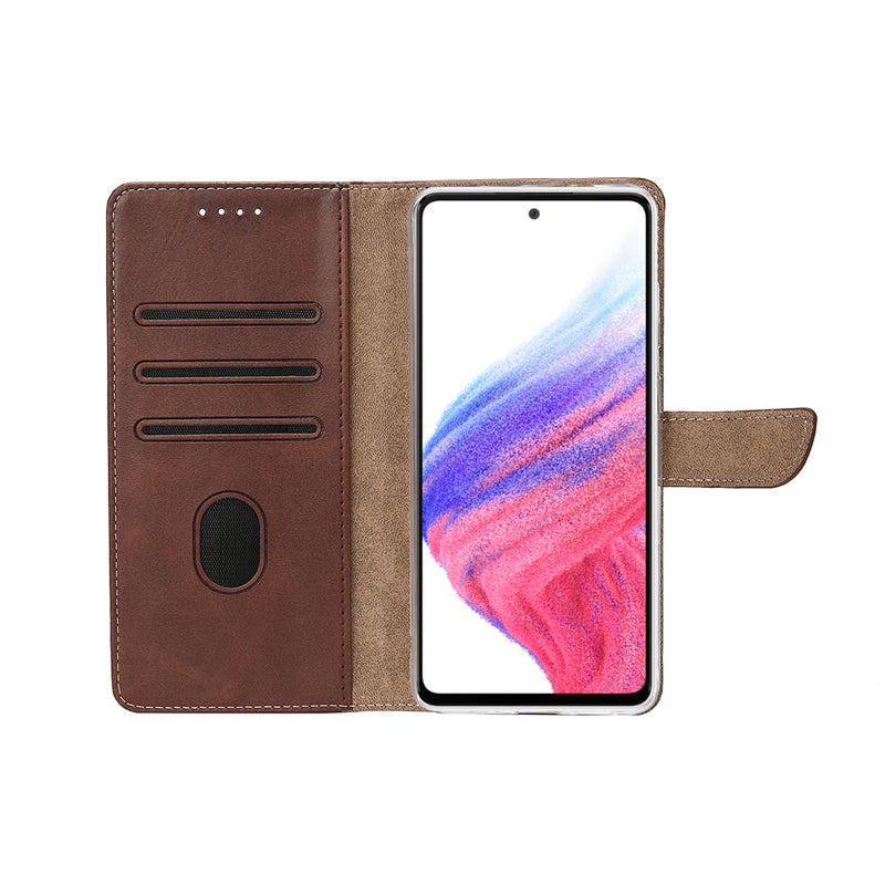 Rixus Bookcase For Samsung Galaxy A33 5G A336B Brown