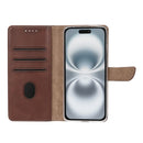 Rixus Bookcase For Apple iPhone 16 Brown