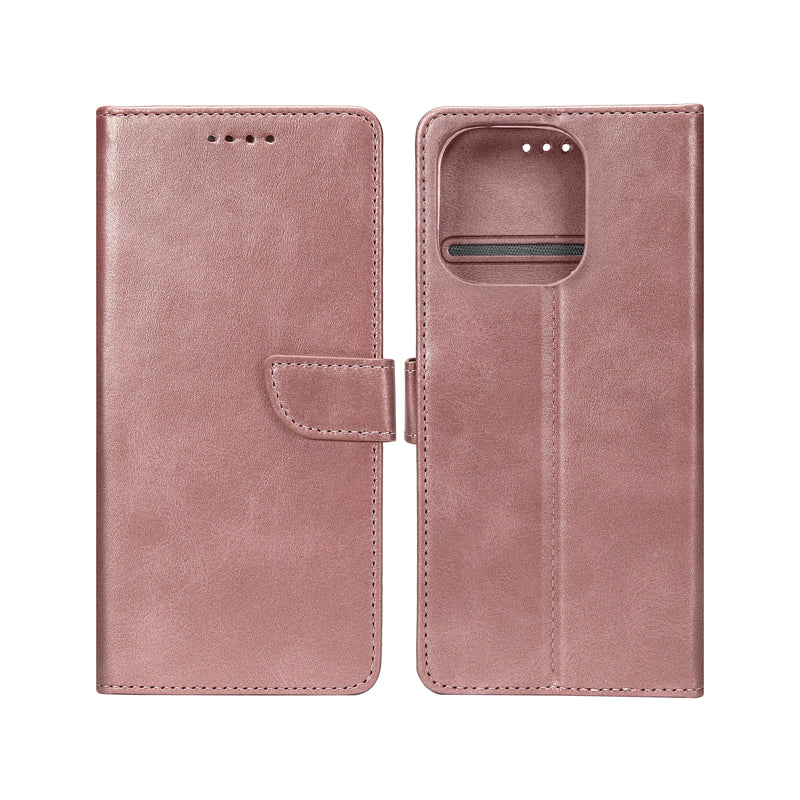 Rixus Bookcase For iPhone 16 Pro Pink