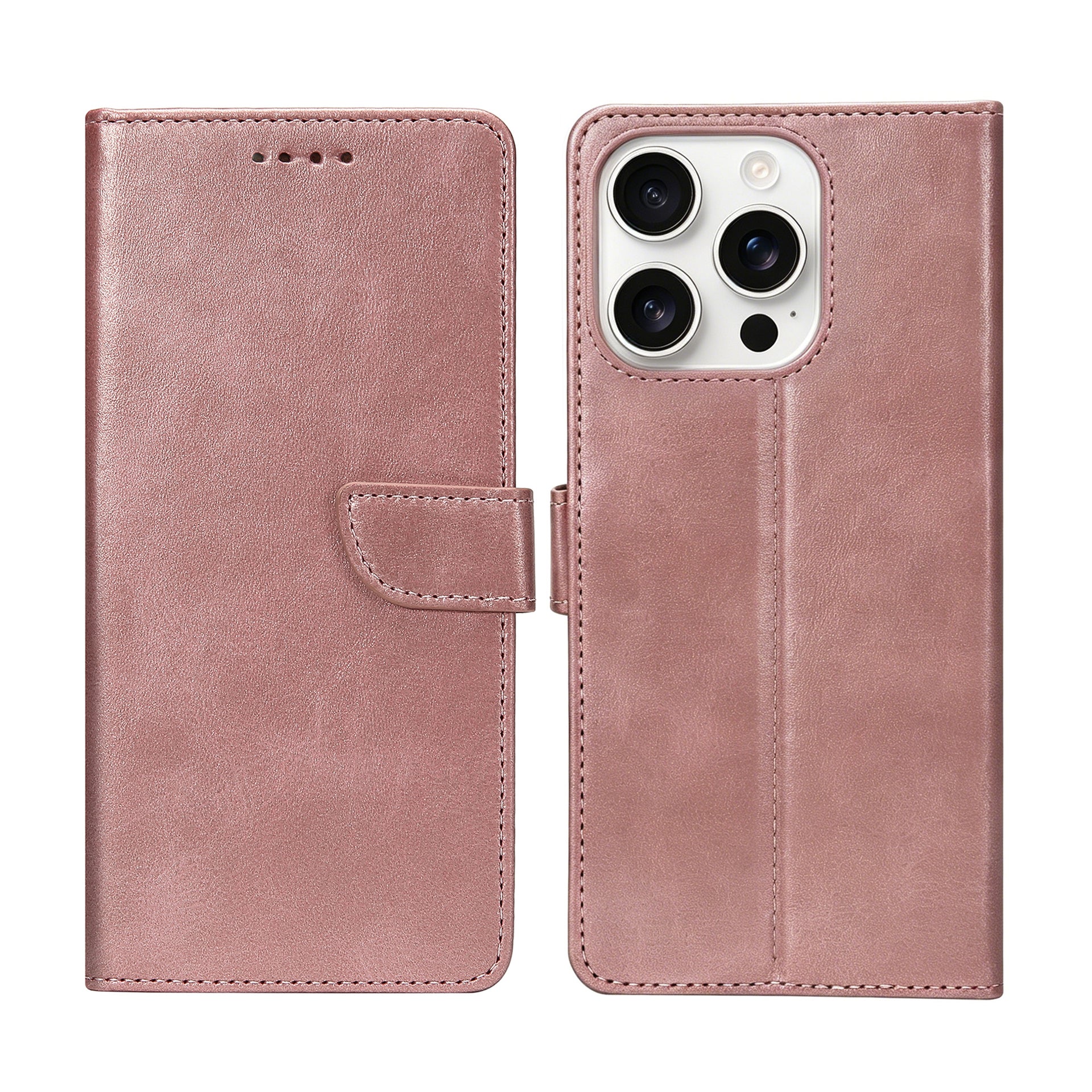 Rixus Bookcase For Apple iPhone 16 Pro Pink