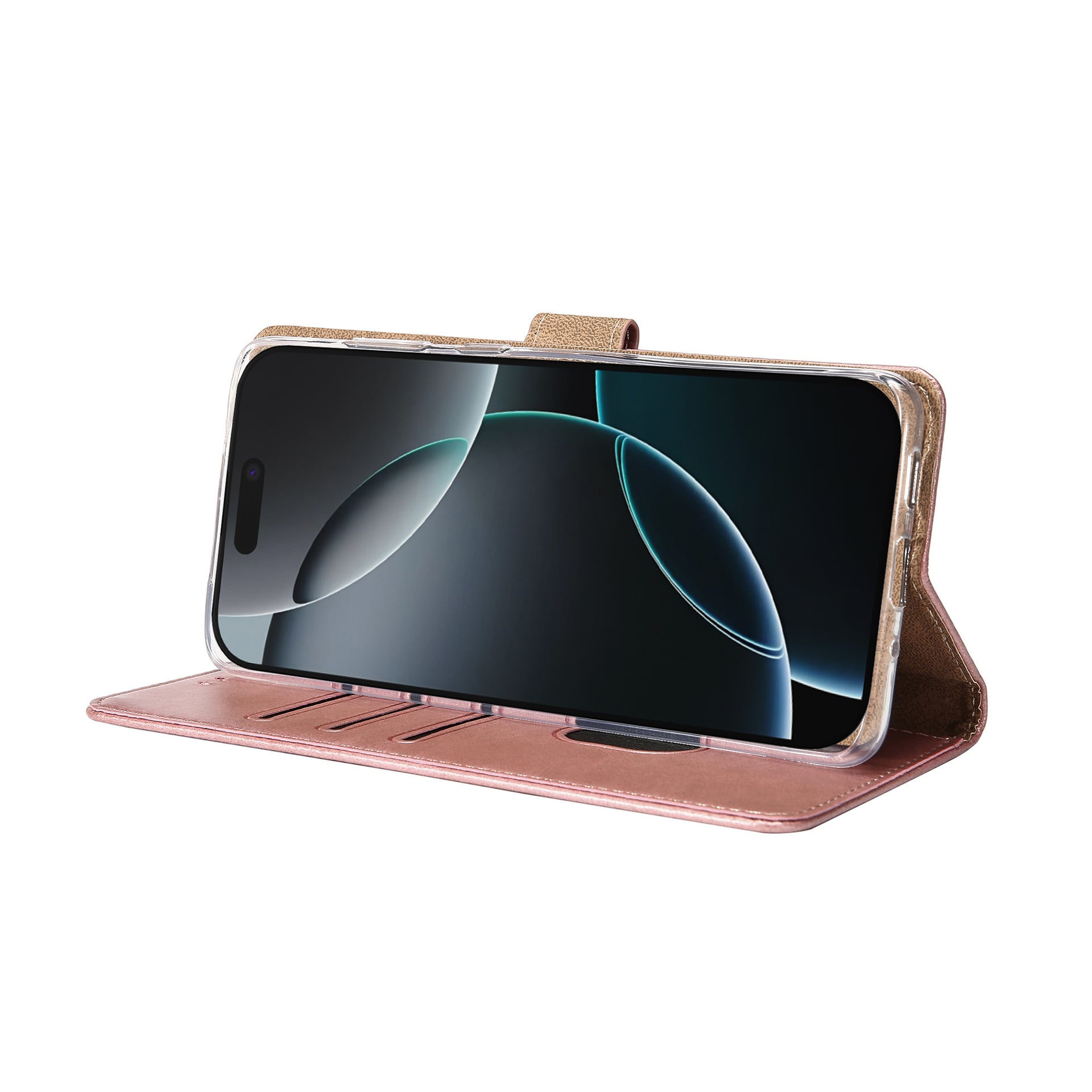 Rixus Bookcase For Apple iPhone 16 Pro Pink