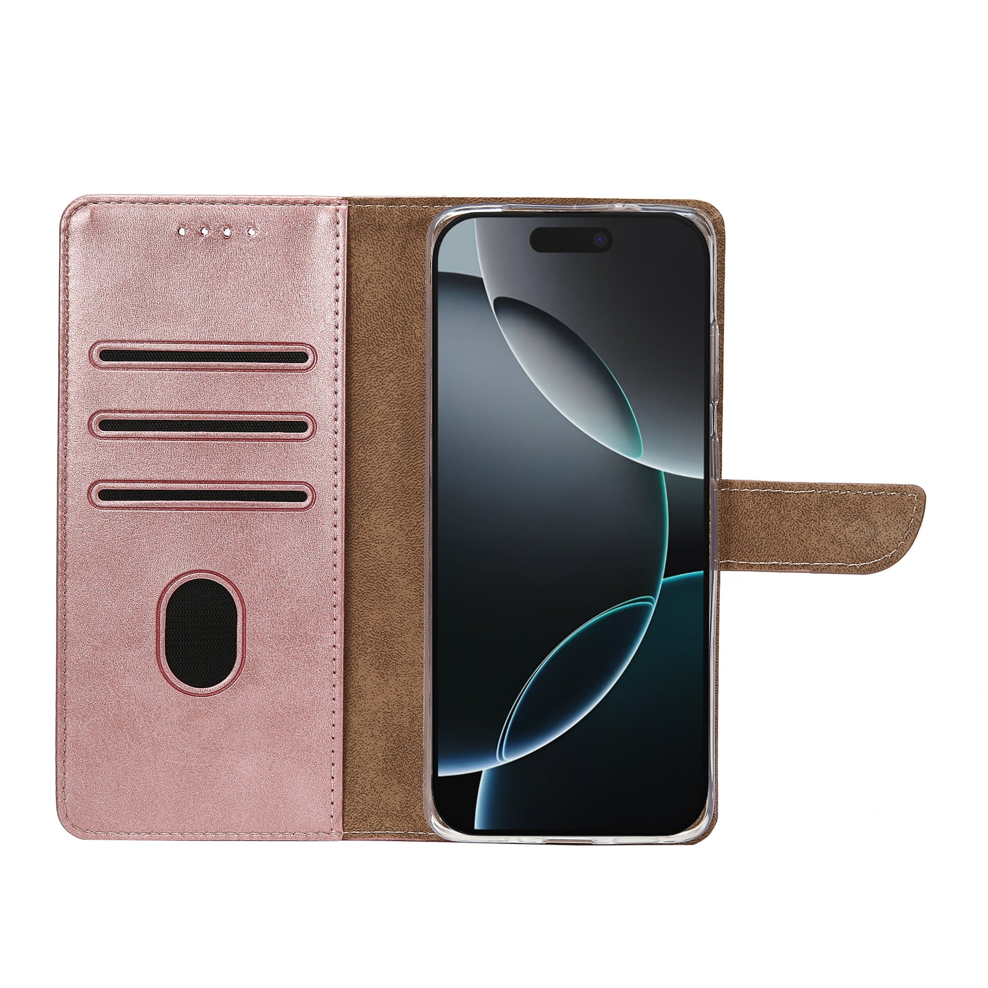 Rixus Bookcase For Apple iPhone 16 Pro Pink