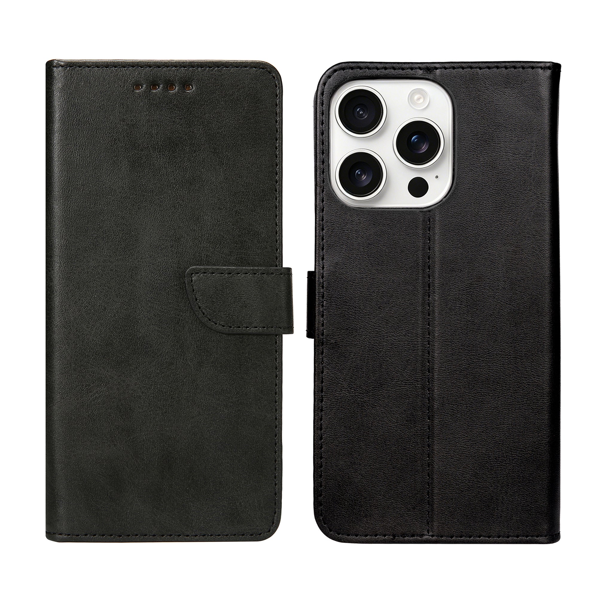 Rixus Bookcase For Apple iPhone 16 Pro Black