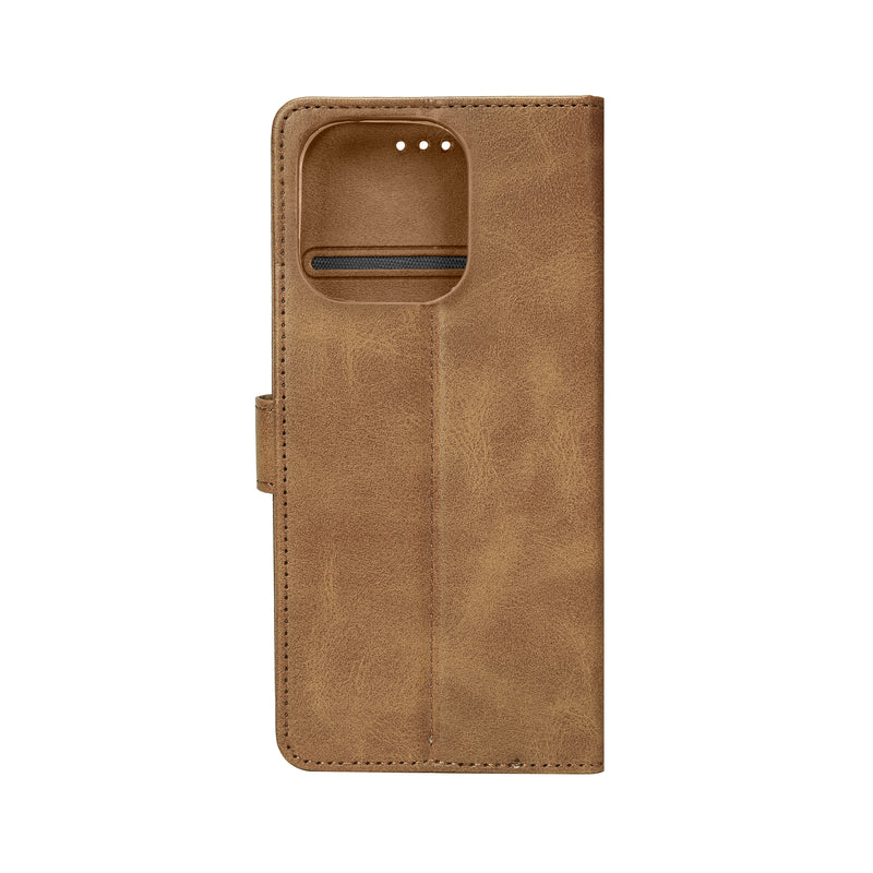 Rixus Bookcase For Apple iPhone 16 Pro Light Brown