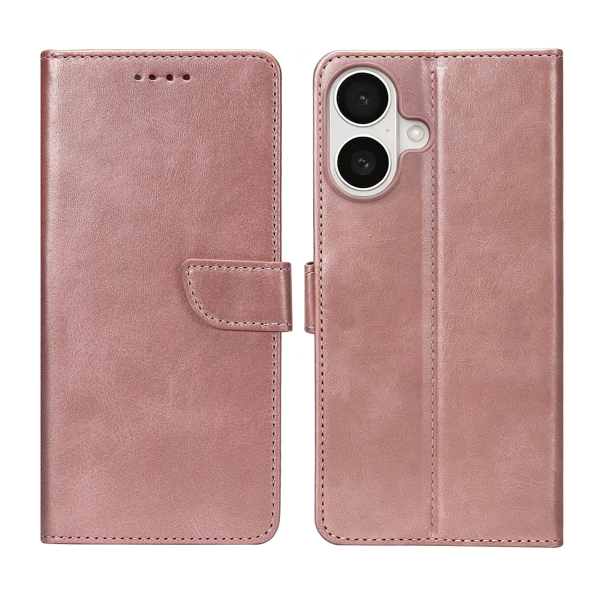 Rixus Bookcase For Apple iPhone 16 Plus Pink