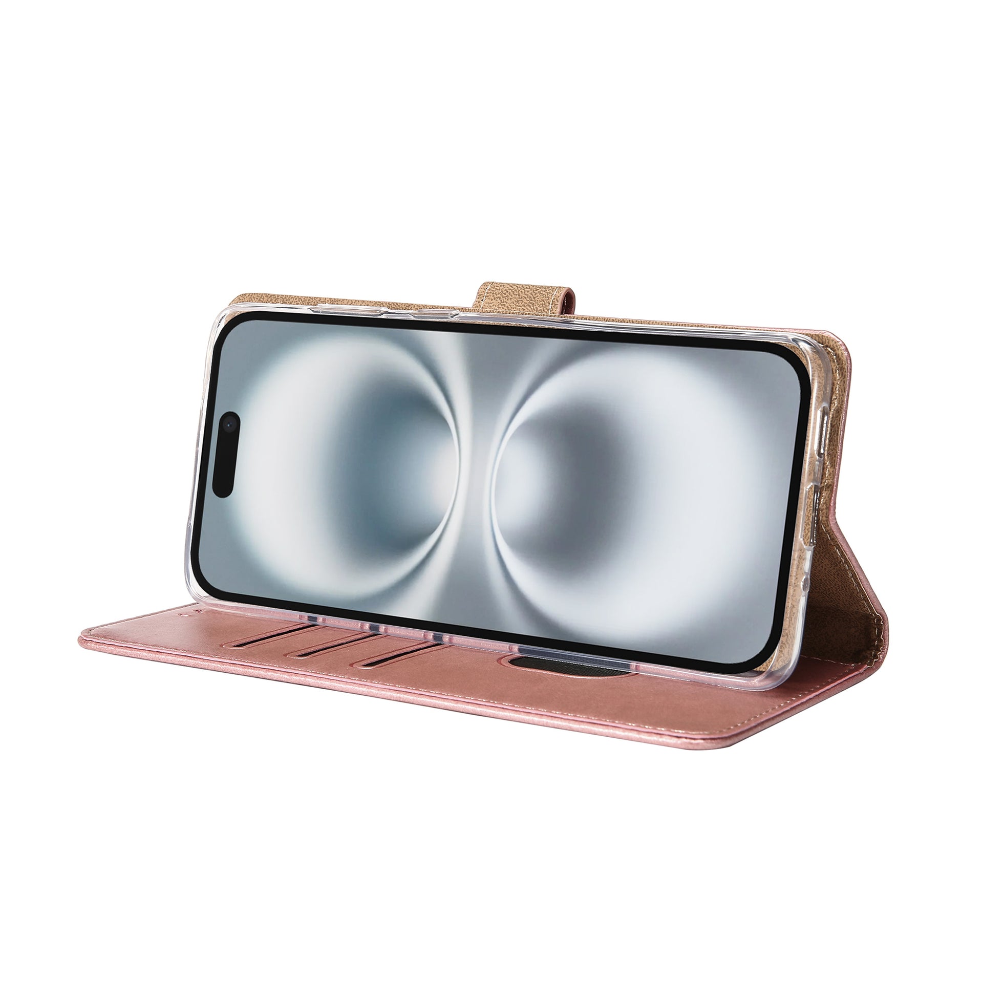 Rixus Bookcase For Apple iPhone 16 Plus Pink