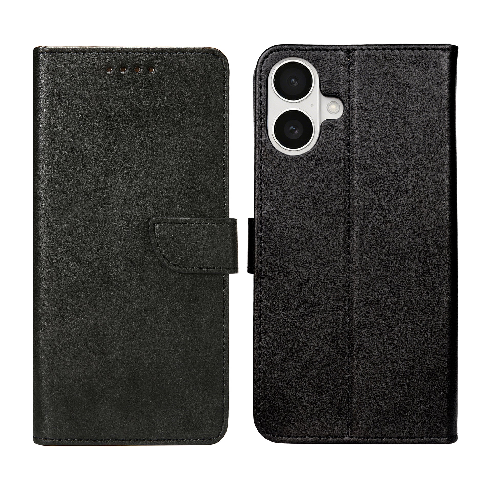 Rixus Bookcase For Apple iPhone 16 Plus Black