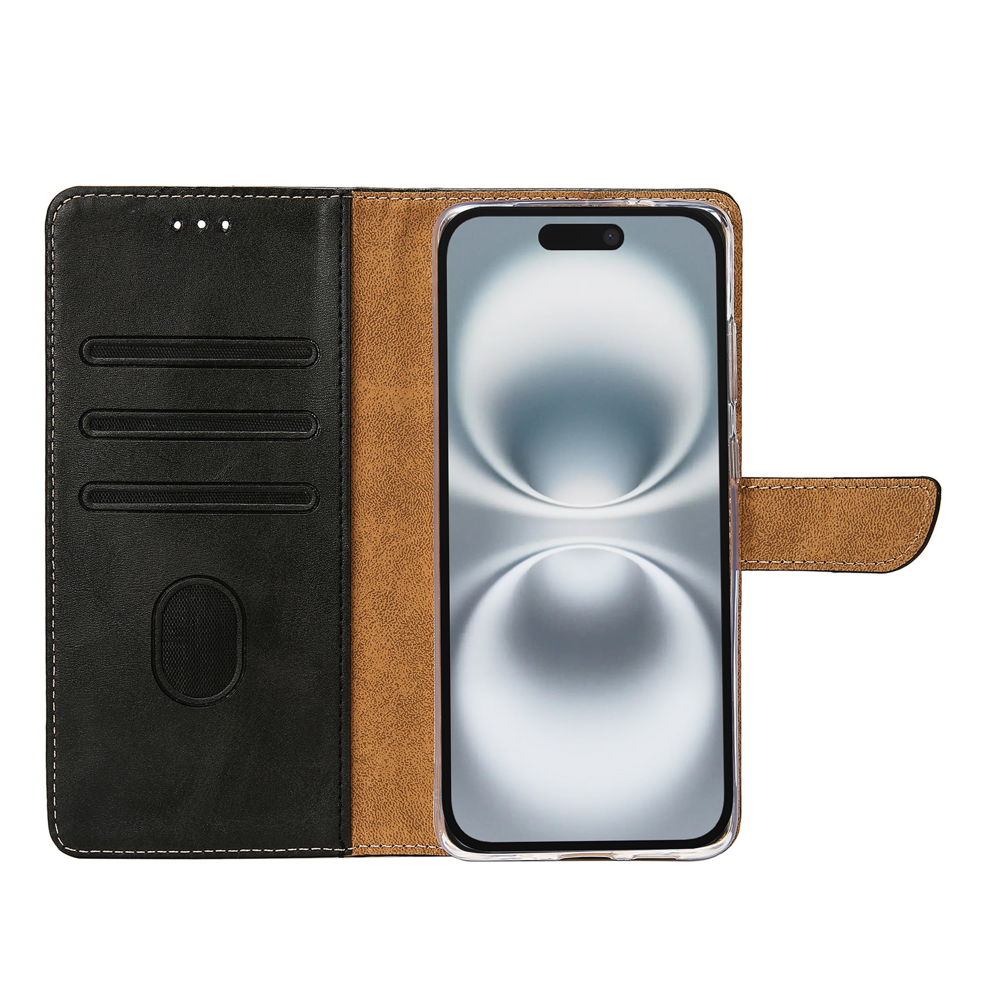 Rixus Bookcase For Apple iPhone 16 Plus Black
