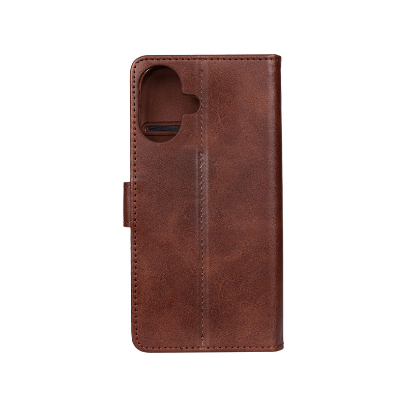 Rixus Bookcase For Apple iPhone 16 Plus Brown