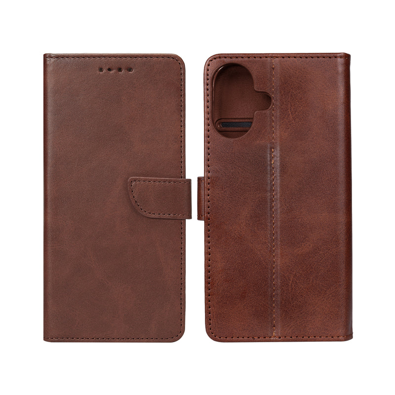 Rixus Bookcase For Apple iPhone 16 Plus Brown