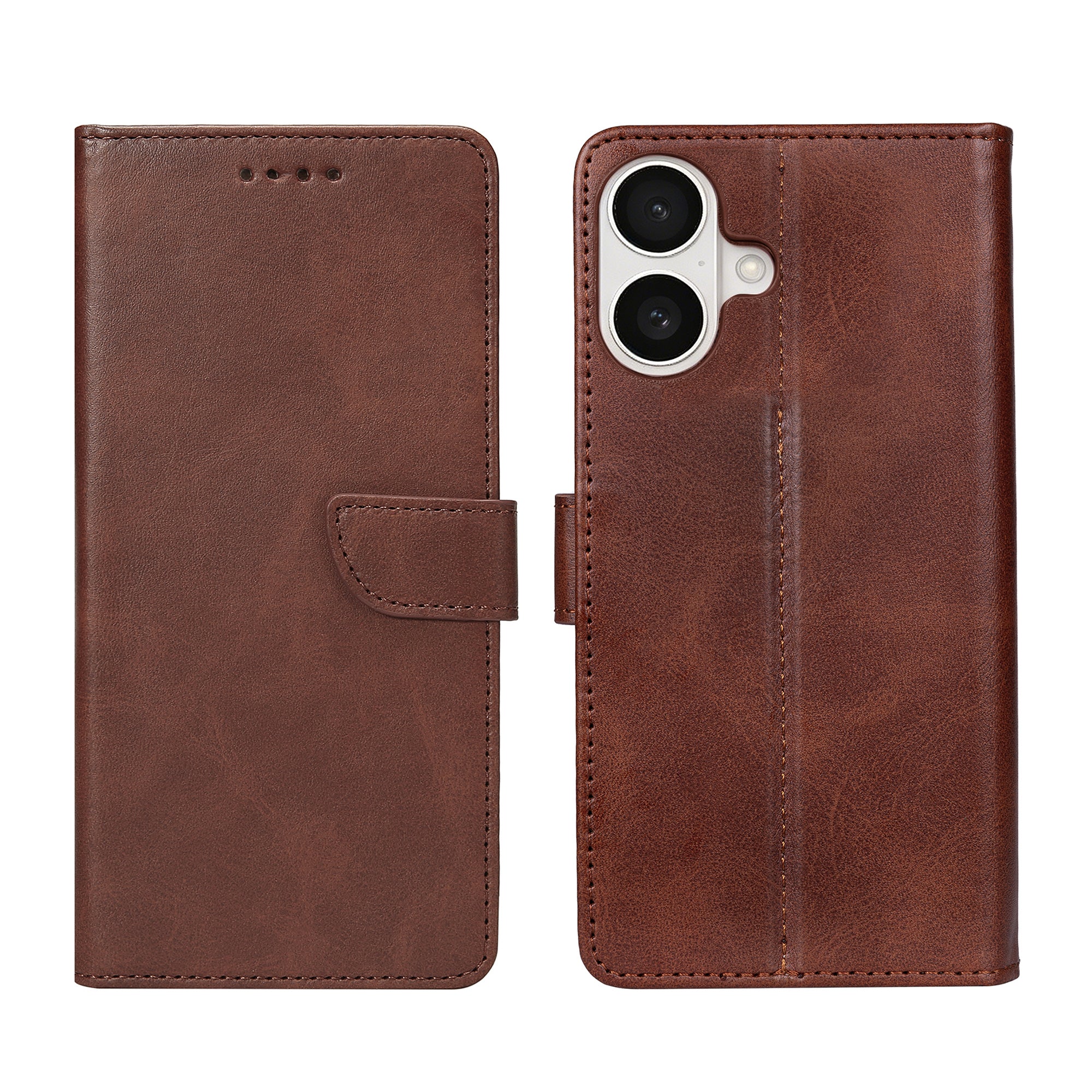 Rixus Bookcase For Apple iPhone 16 Plus Brown