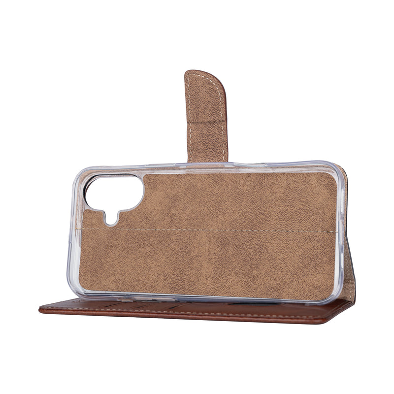 Rixus Bookcase For Apple iPhone 16 Plus Brown