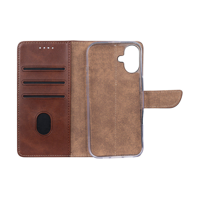 Rixus Bookcase For Apple iPhone 16 Plus Brown