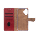 Rixus Bookcase For Apple iPhone 16 Plus Dark Red