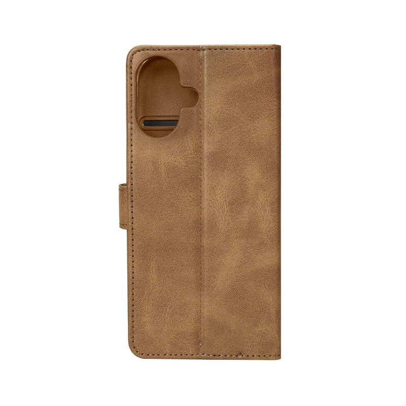 Rixus Bookcase For iPhone 16 Plus Light Brown