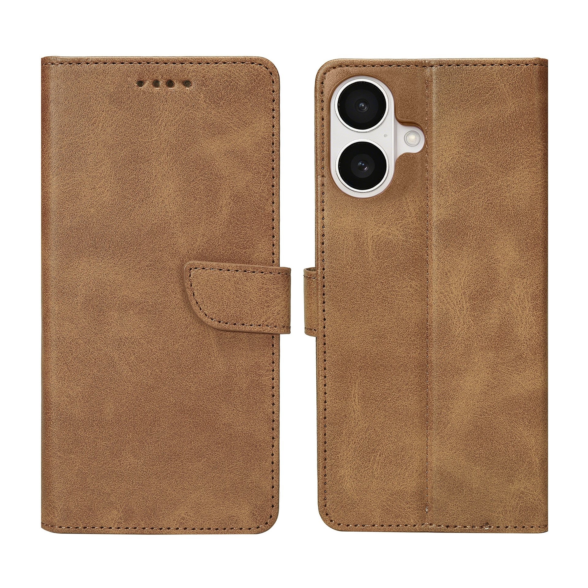 Rixus Bookcase For Apple iPhone 16 Plus Light Brown