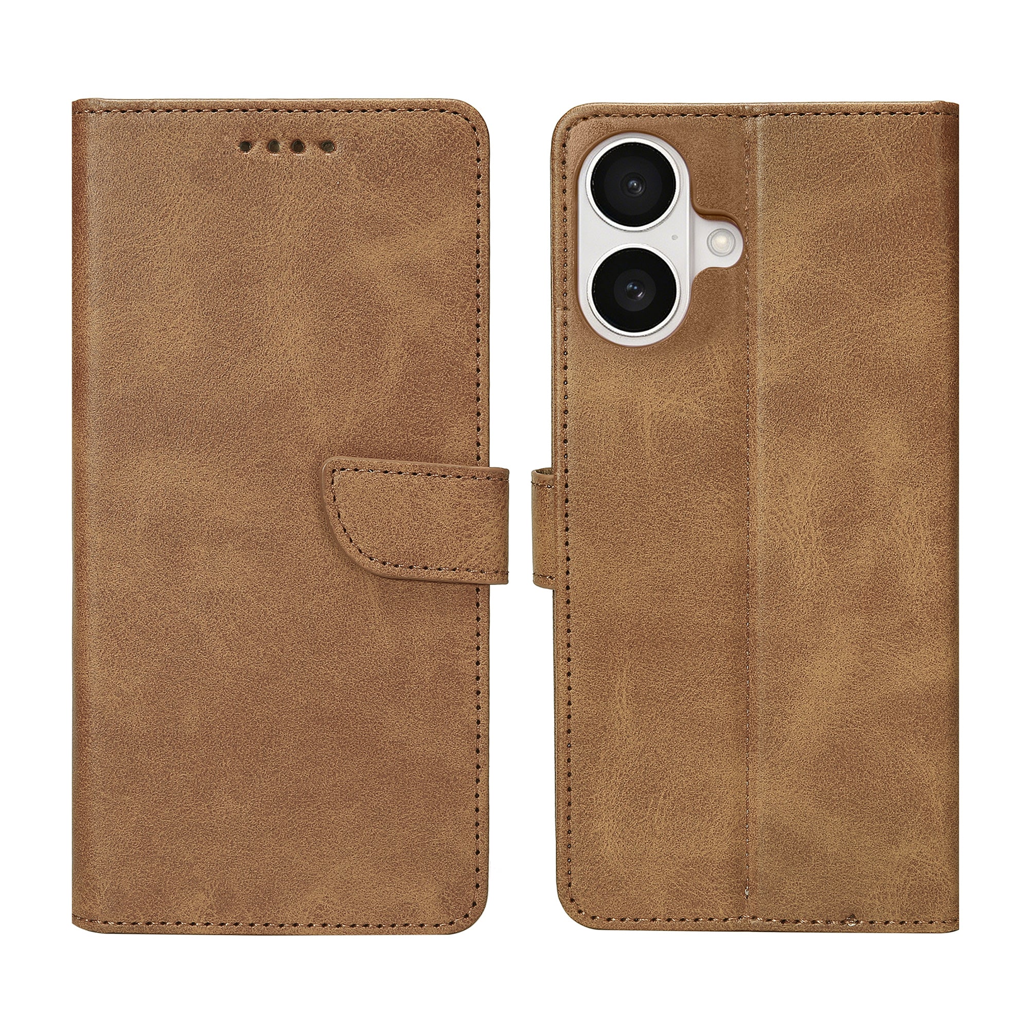 Rixus Bookcase For Apple iPhone 16 Plus Light Brown