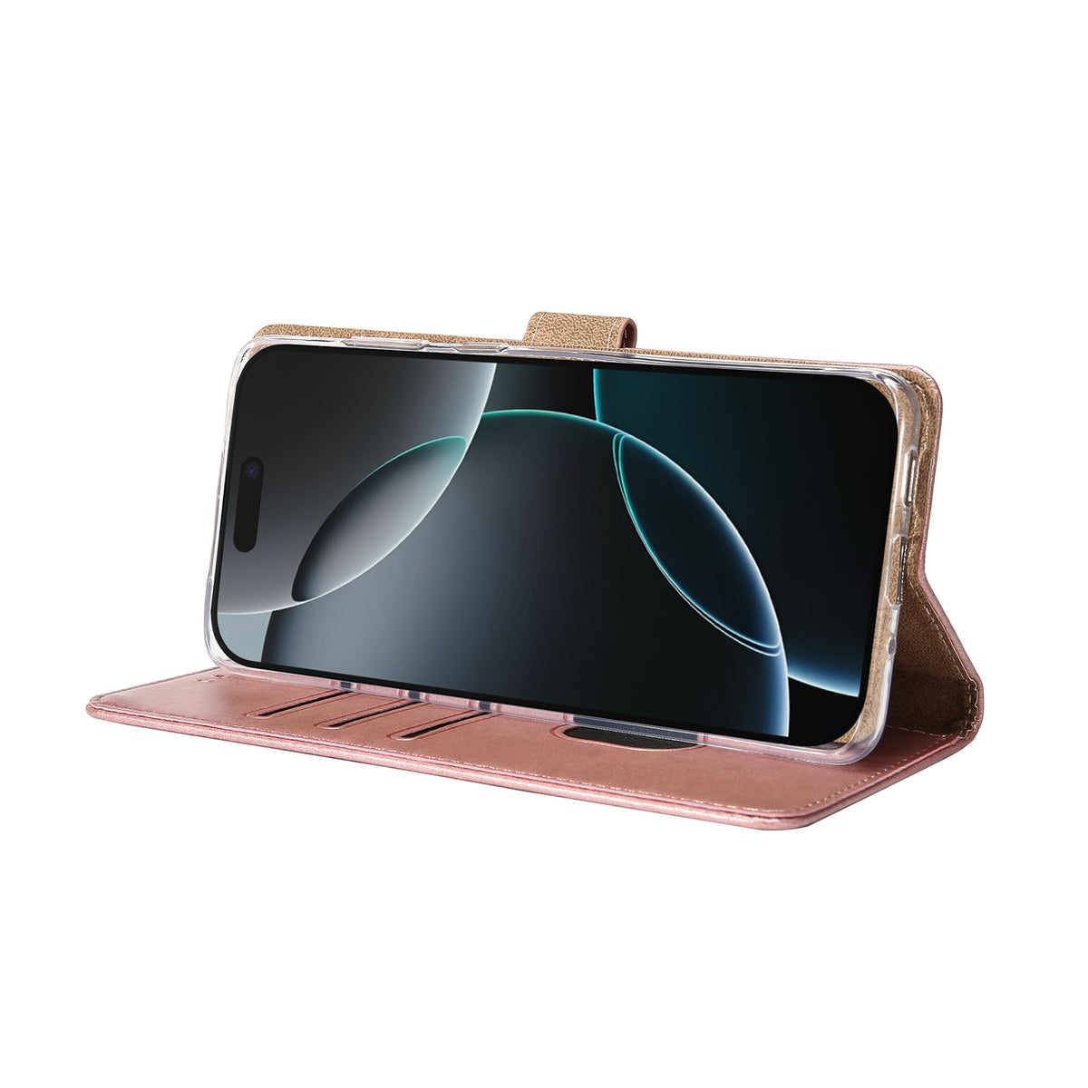 Rixus Bookcase For Apple iPhone 16 Pro Max Pink