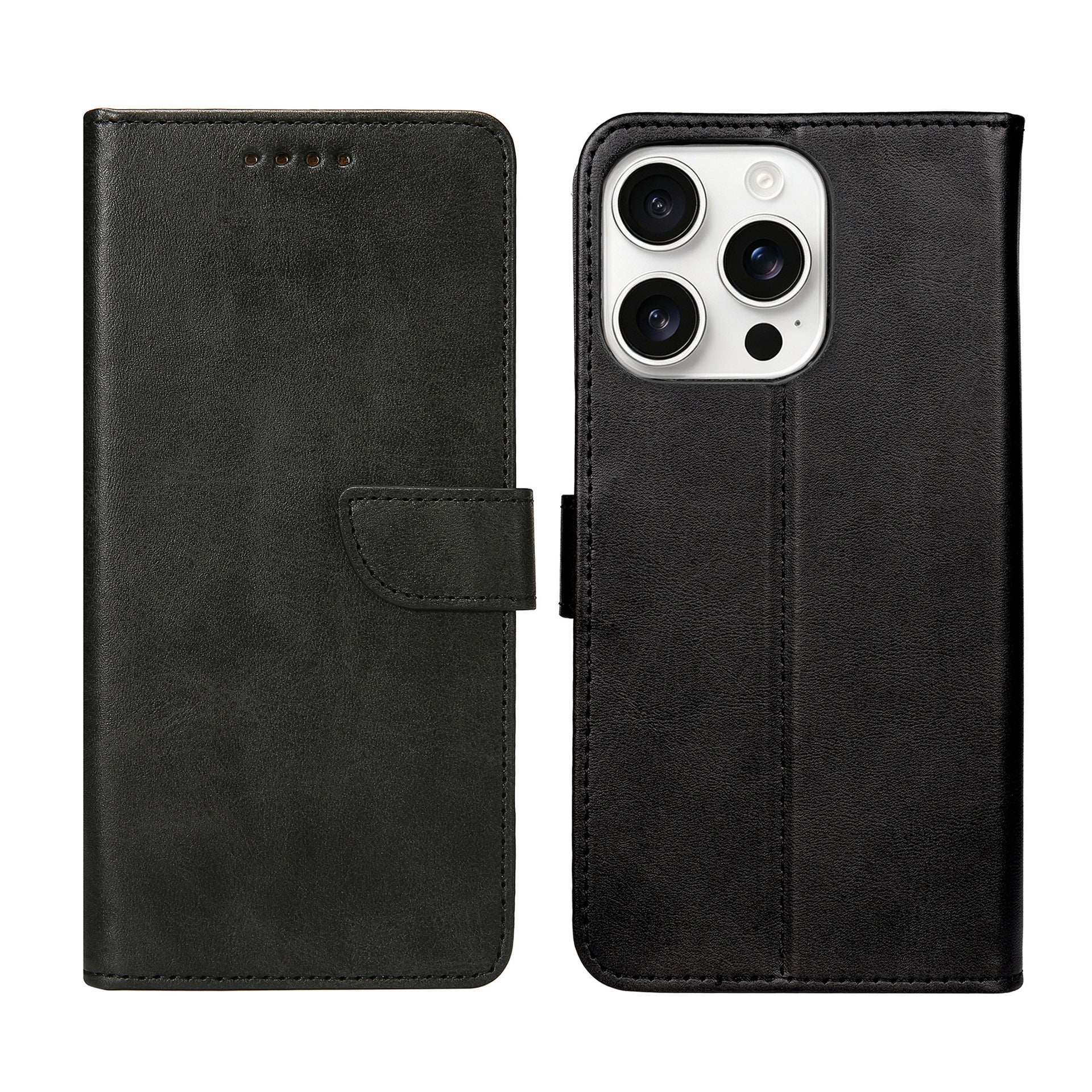 Rixus Bookcase For Apple iPhone 16 Pro Max Black
