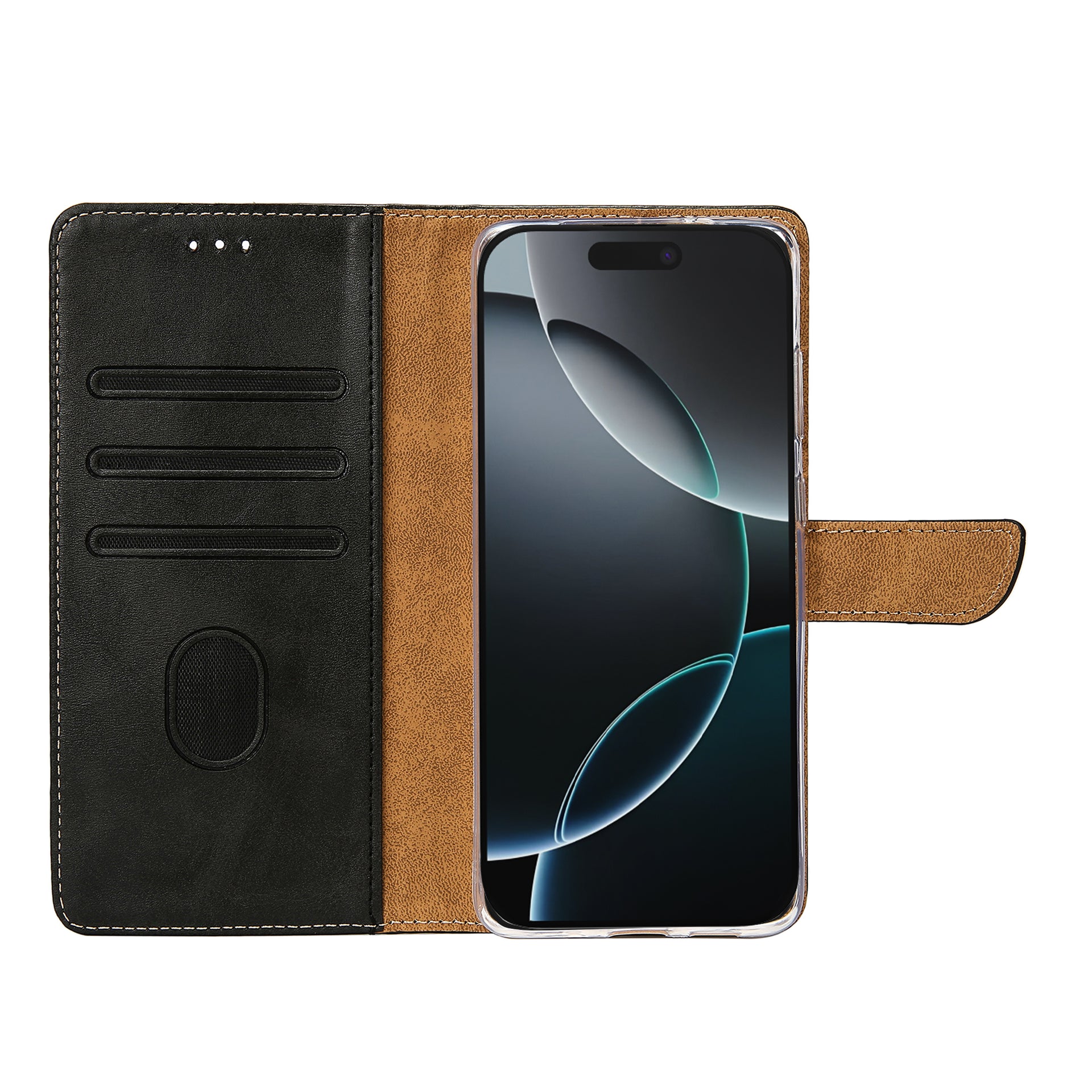 Rixus Bookcase For Apple iPhone 16 Pro Max Black
