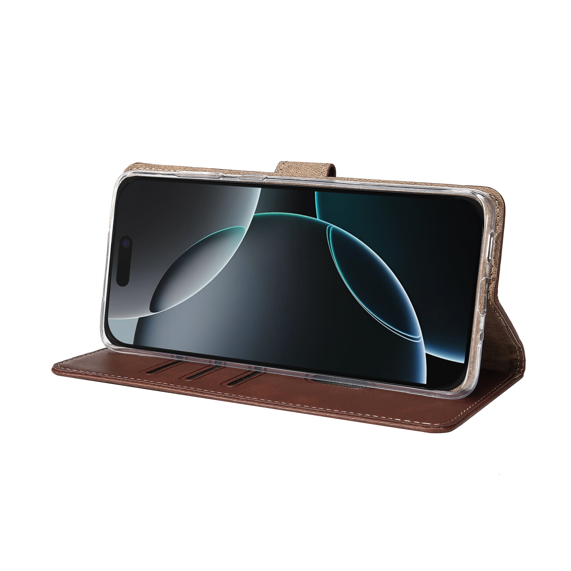 Rixus Bookcase For Apple iPhone 16 Pro Max Brown