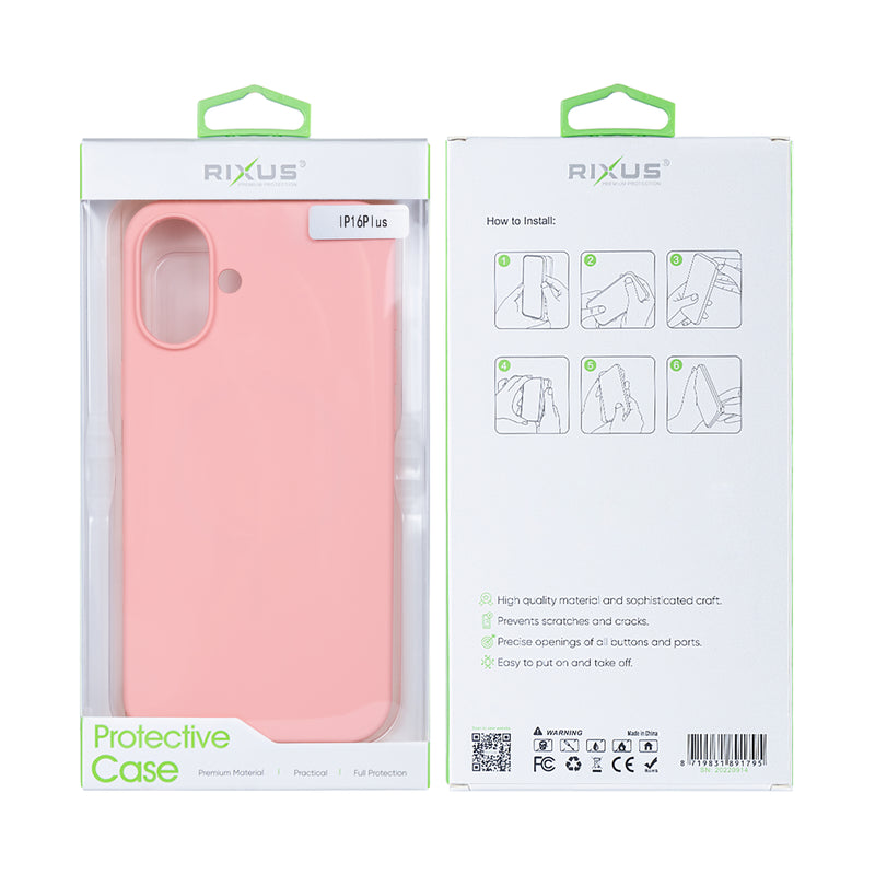 Rixus For iPhone 16 Plus Soft TPU Phone Case Pink