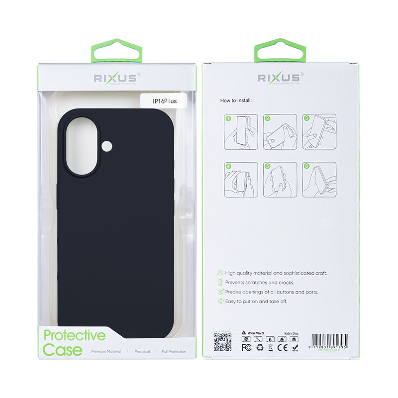 Rixus Soft TPU Phone Case For Apple iPhone 16 Plus Black