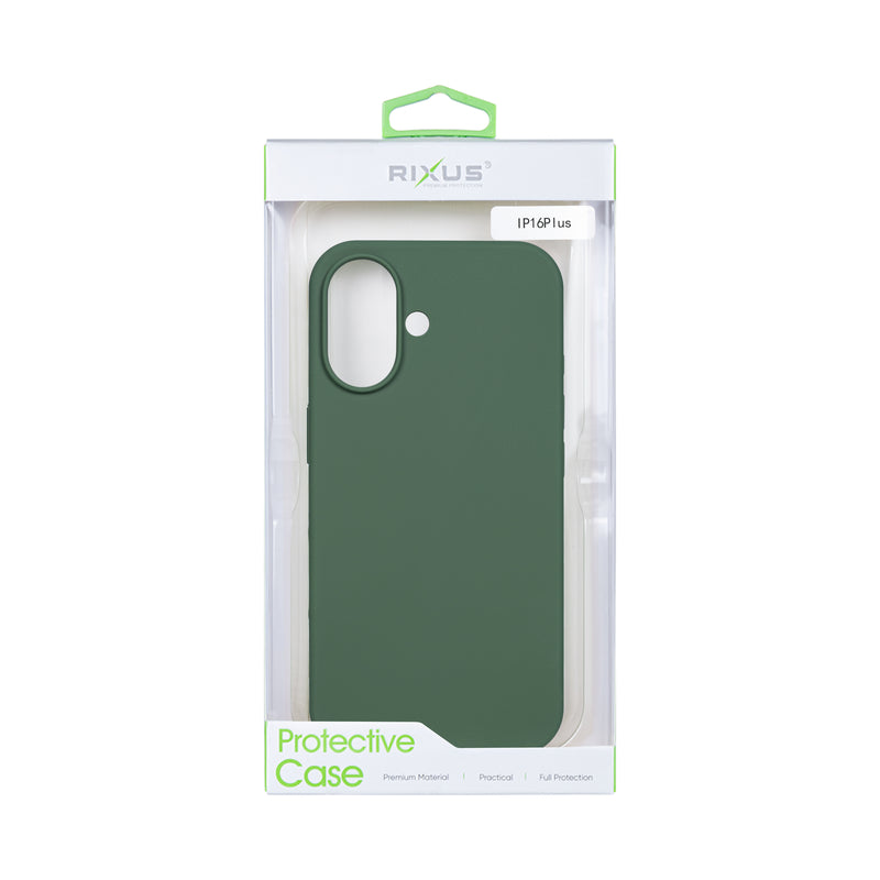 Rixus For iPhone 16 Plus Soft TPU Phone Case Dark Green