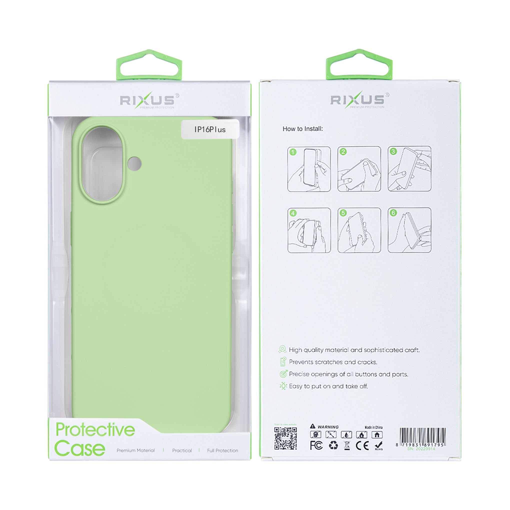 Rixus Soft TPU Phone Case For Apple iPhone 16 Plus Matcha