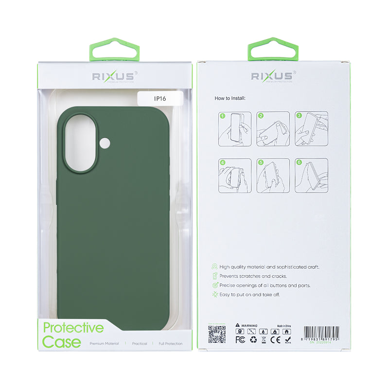 Rixus For iPhone 16 Soft TPU Phone Case With MagSafe Dark Green