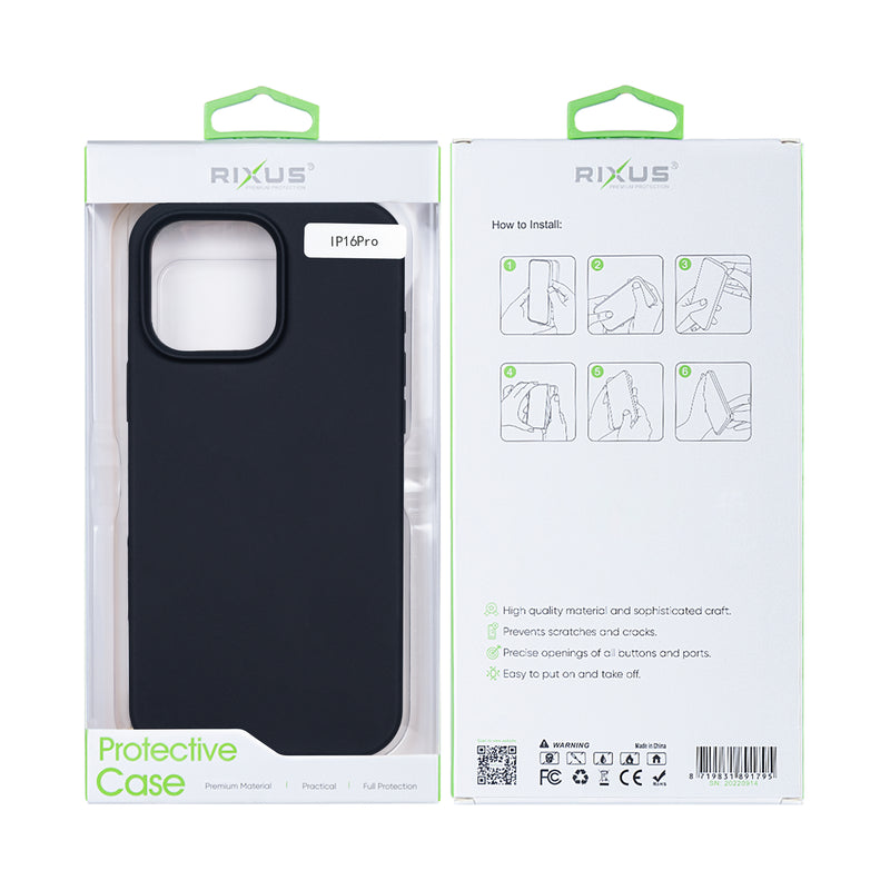 Rixus For iPhone 16 Pro Soft TPU Phone Case With MagSafe Black