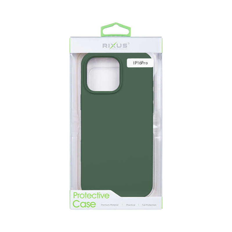 Rixus For iPhone 16 Pro Soft TPU Phone Case With MagSafe Dark Green