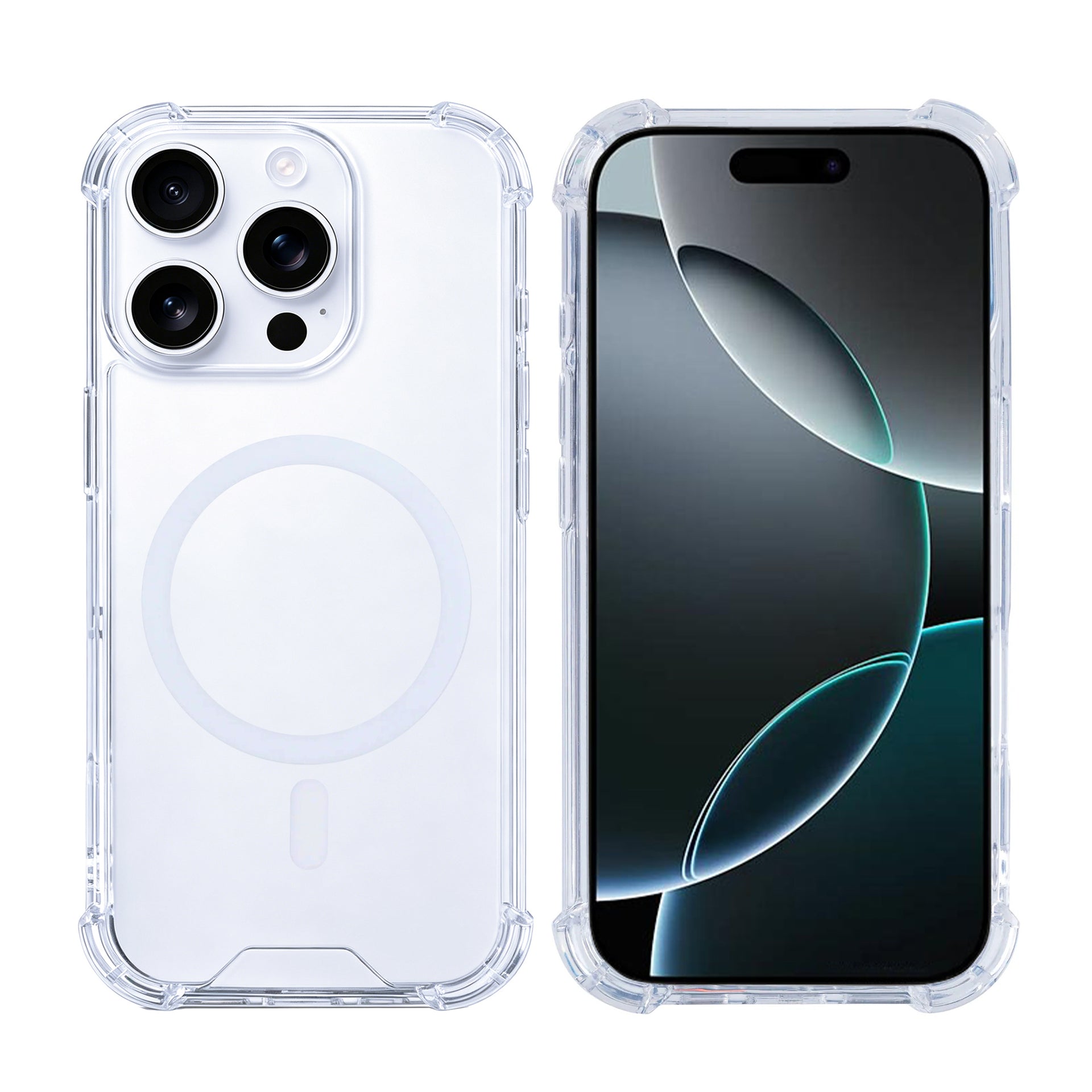 Rixus Anti-Burst Case With MagSafe Compatible For Apple iPhone 16 Pro Transparent