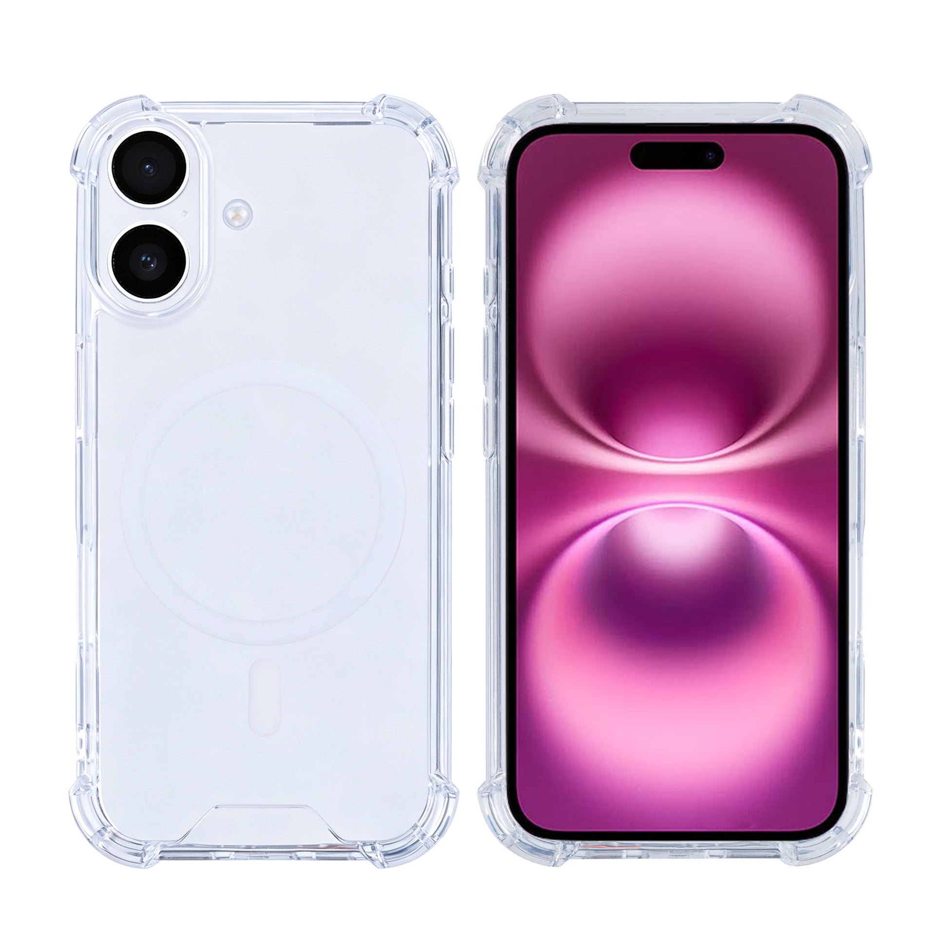Rixus Anti-Burst Case With MagSafe Compatible For Apple iPhone 16 Plus Transparent