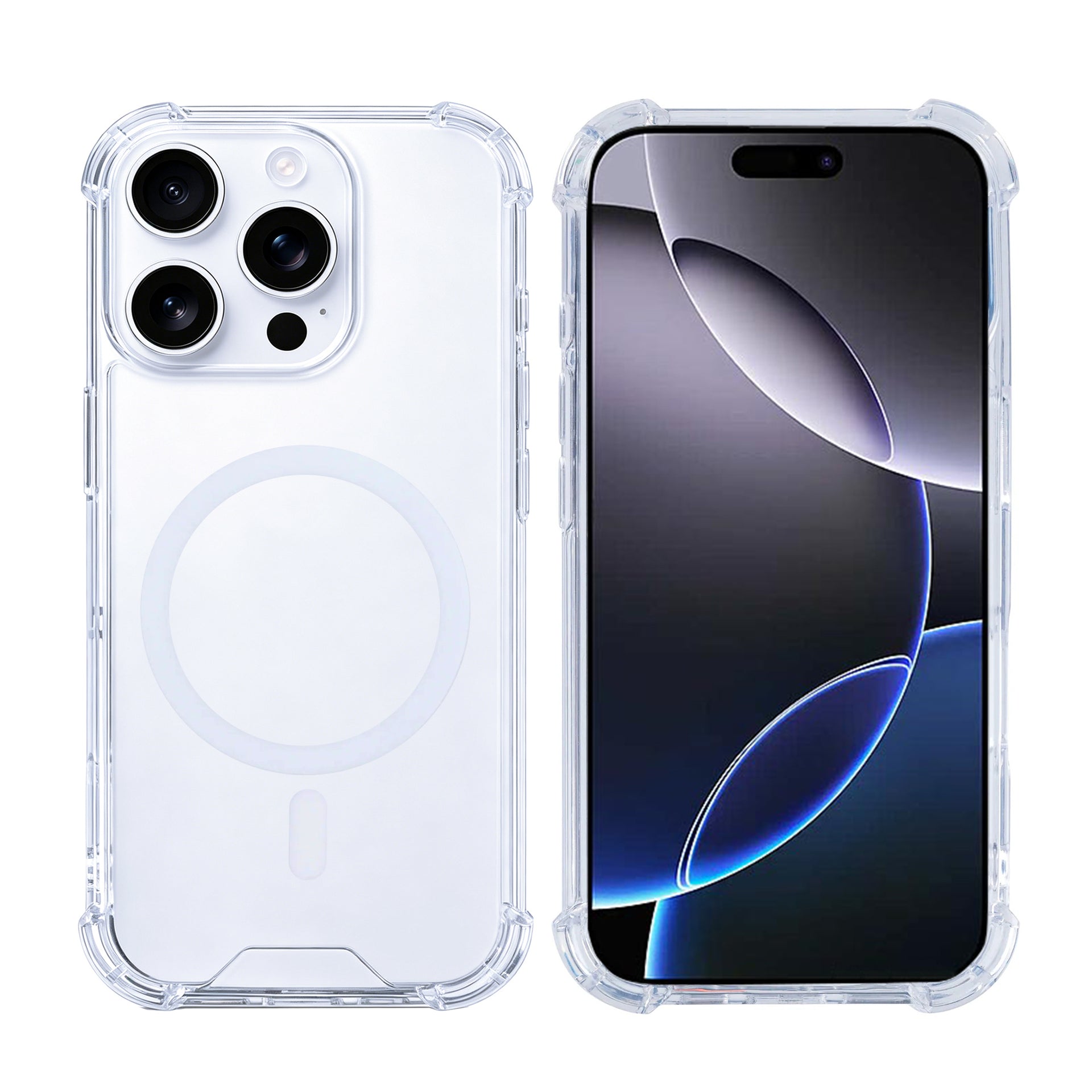 Rixus Anti-Burst Case With MagSafe Compatible For Apple iPhone 16 Pro Max Transparent