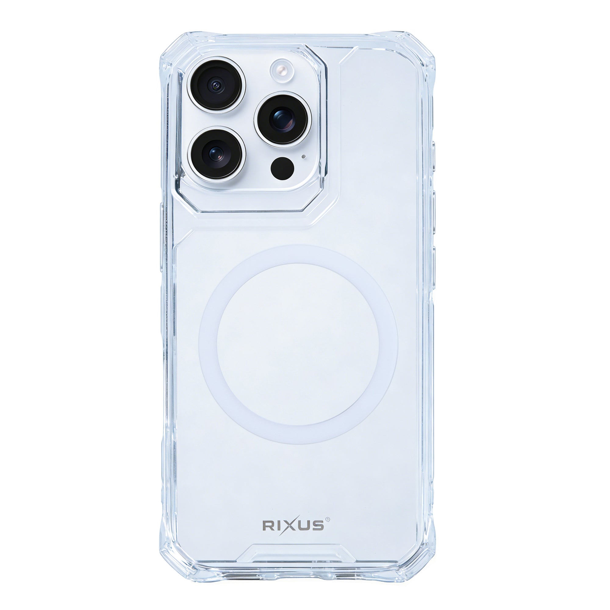 Rixus Armor-X Anti Shock Case With MagSafe Compatible For Apple iPhone 16 Pro Transparent
