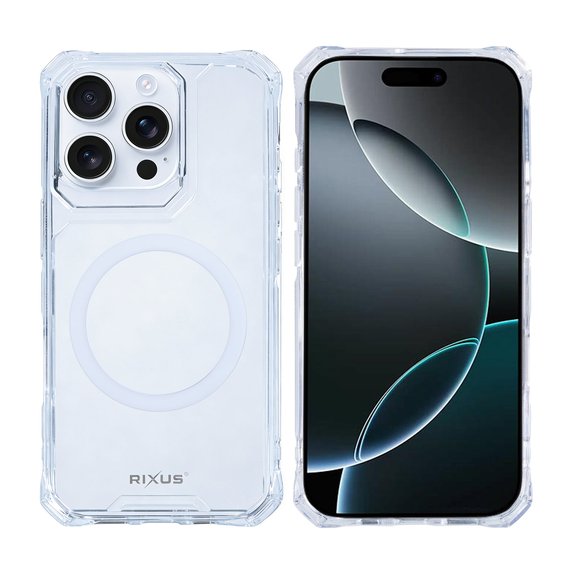 Rixus Armor-X Anti Shock Case With MagSafe Compatible For Apple iPhone 16 Pro Transparent