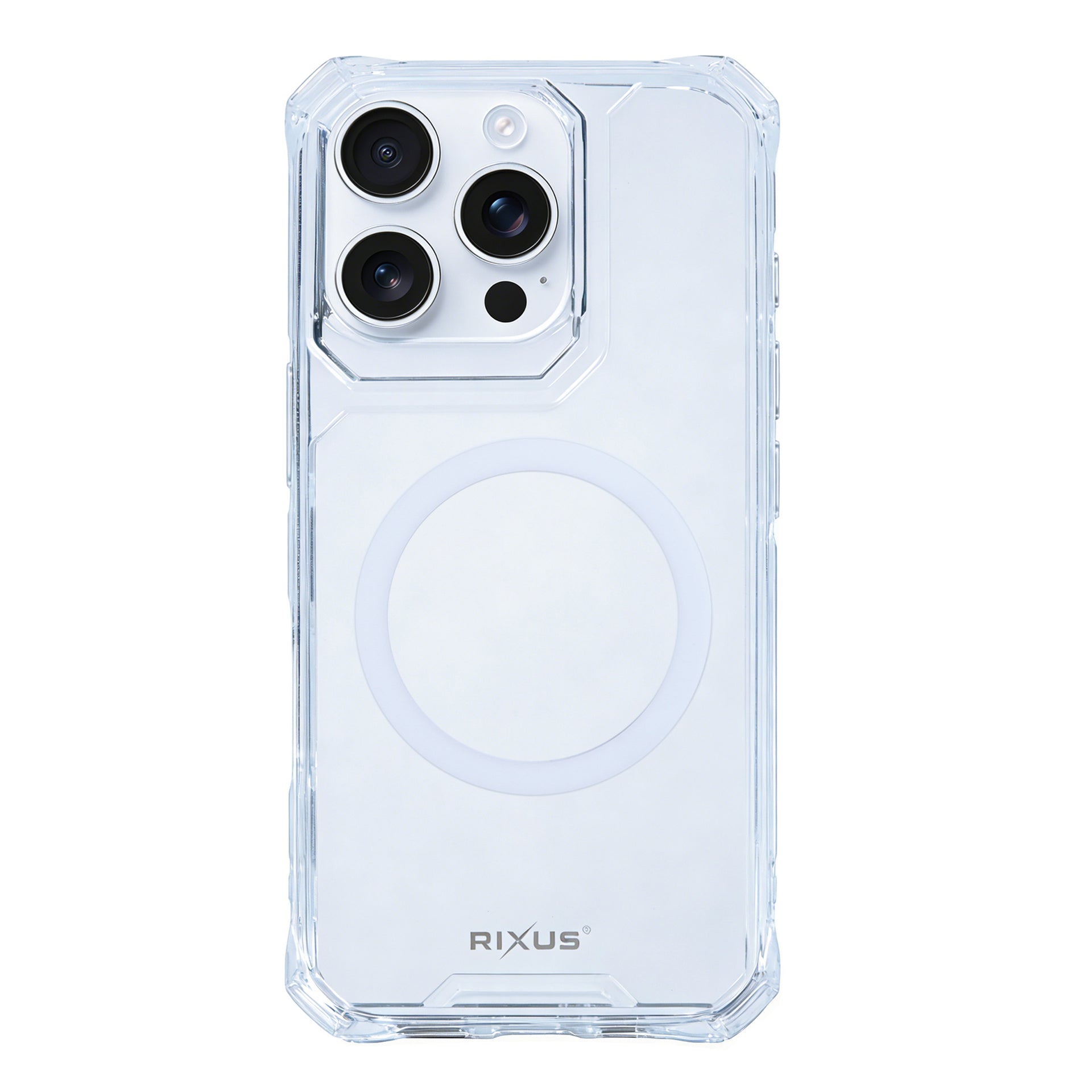 Rixus Armor-X Anti Shock Case With MagSafe Compatible For Apple iPhone 16 Pro Max Transparent