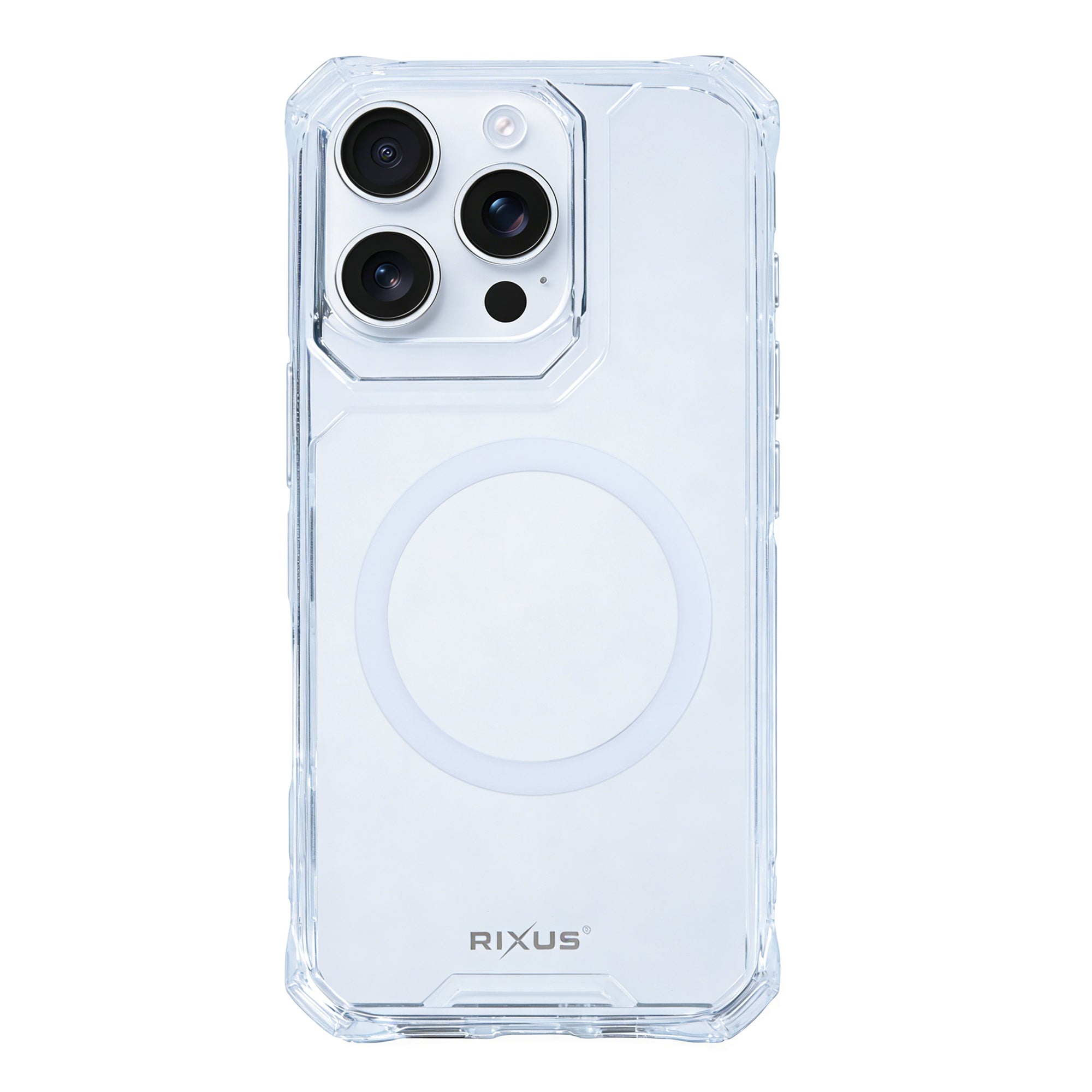 Rixus Armor-X Anti Shock Case With MagSafe Compatible For Apple iPhone 16 Pro Max Transparent