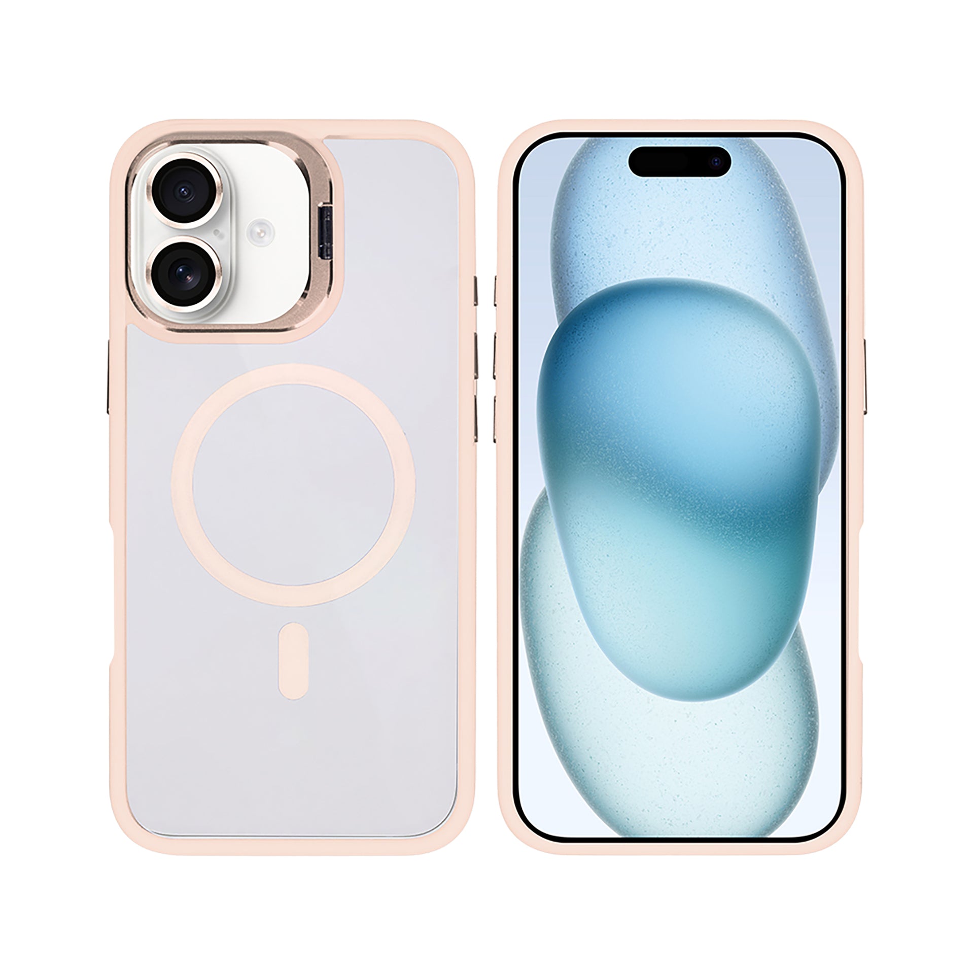 Rixus Classic 03 Case With MagSafe Compatible For Apple iPhone 16 Light Pink
