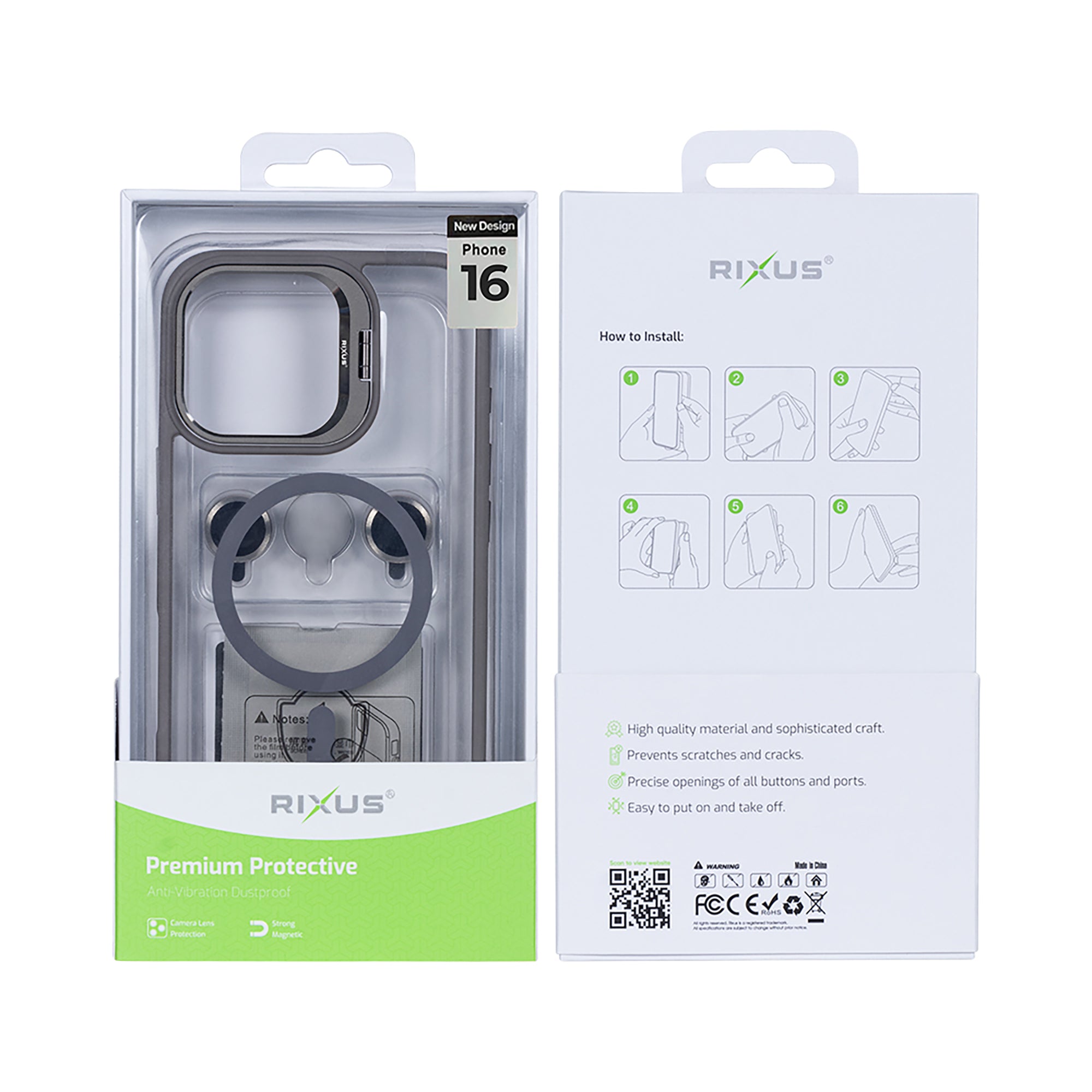 Rixus Classic 03 Case With MagSafe Compatible For Apple iPhone 16 Titanium Grey
