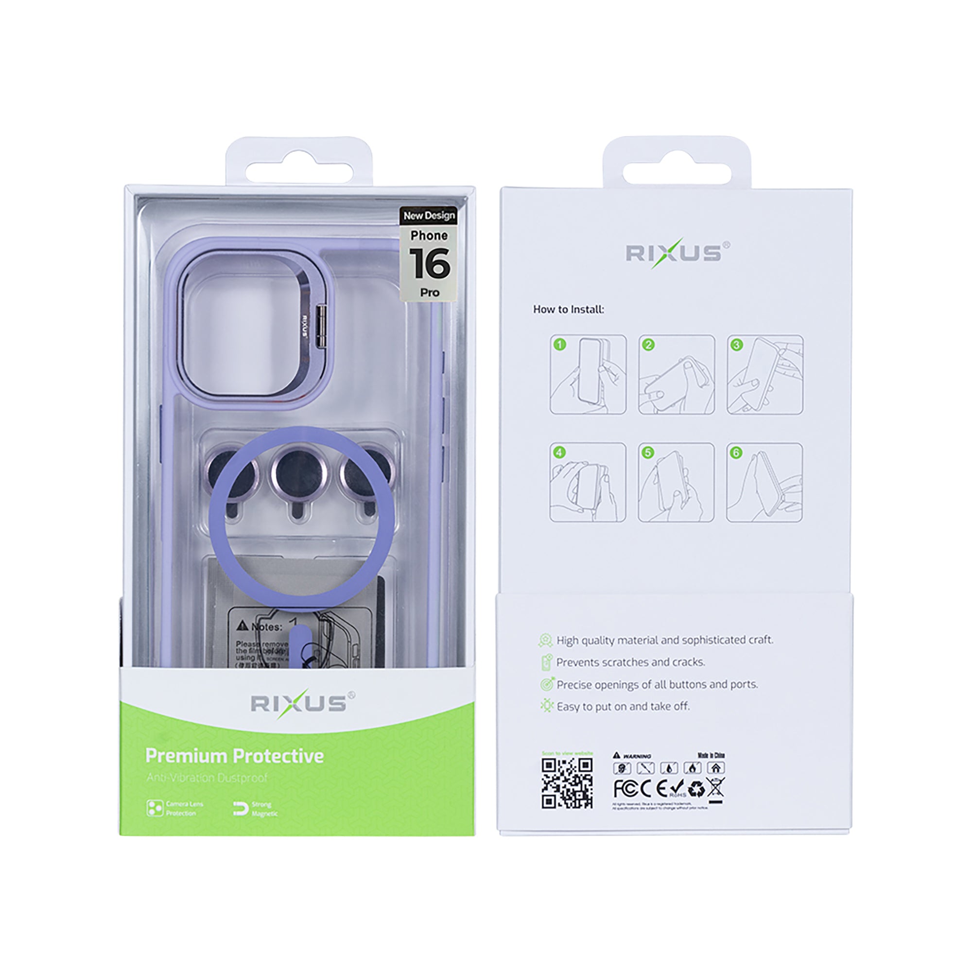 Rixus Classic 03 Case With MagSafe Compatible For Apple iPhone 16 Pro Light Purple