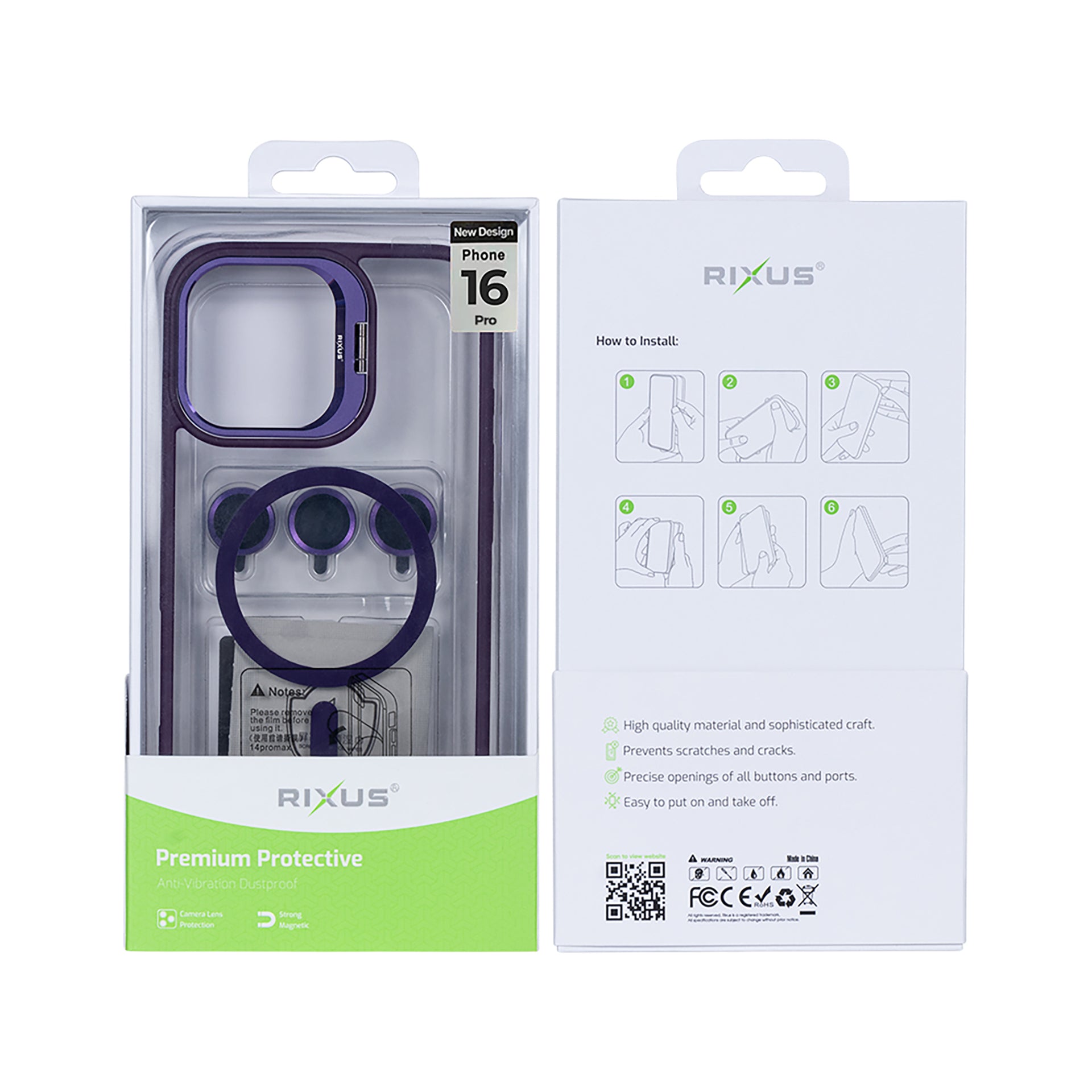 Rixus Classic 03 Case With MagSafe Compatible For Apple iPhone 16 Pro Deep Purple
