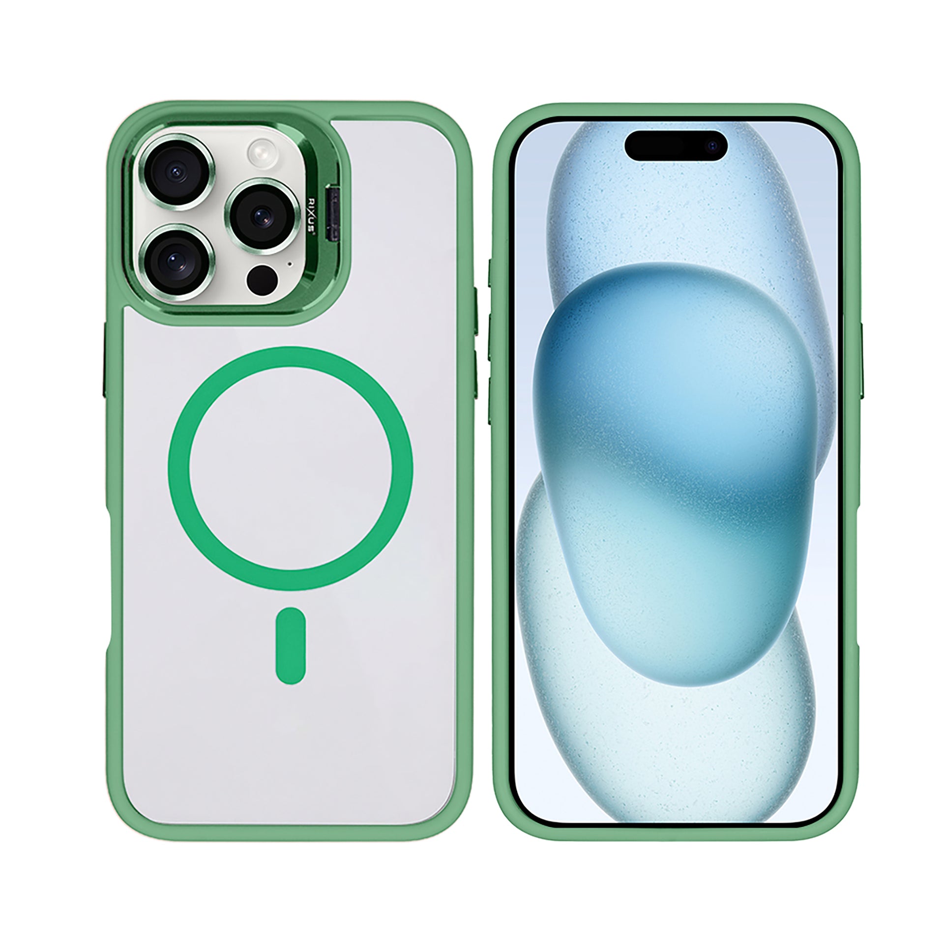 Rixus Classic 03 Case With MagSafe Compatible For Apple iPhone 16 Pro Light Green