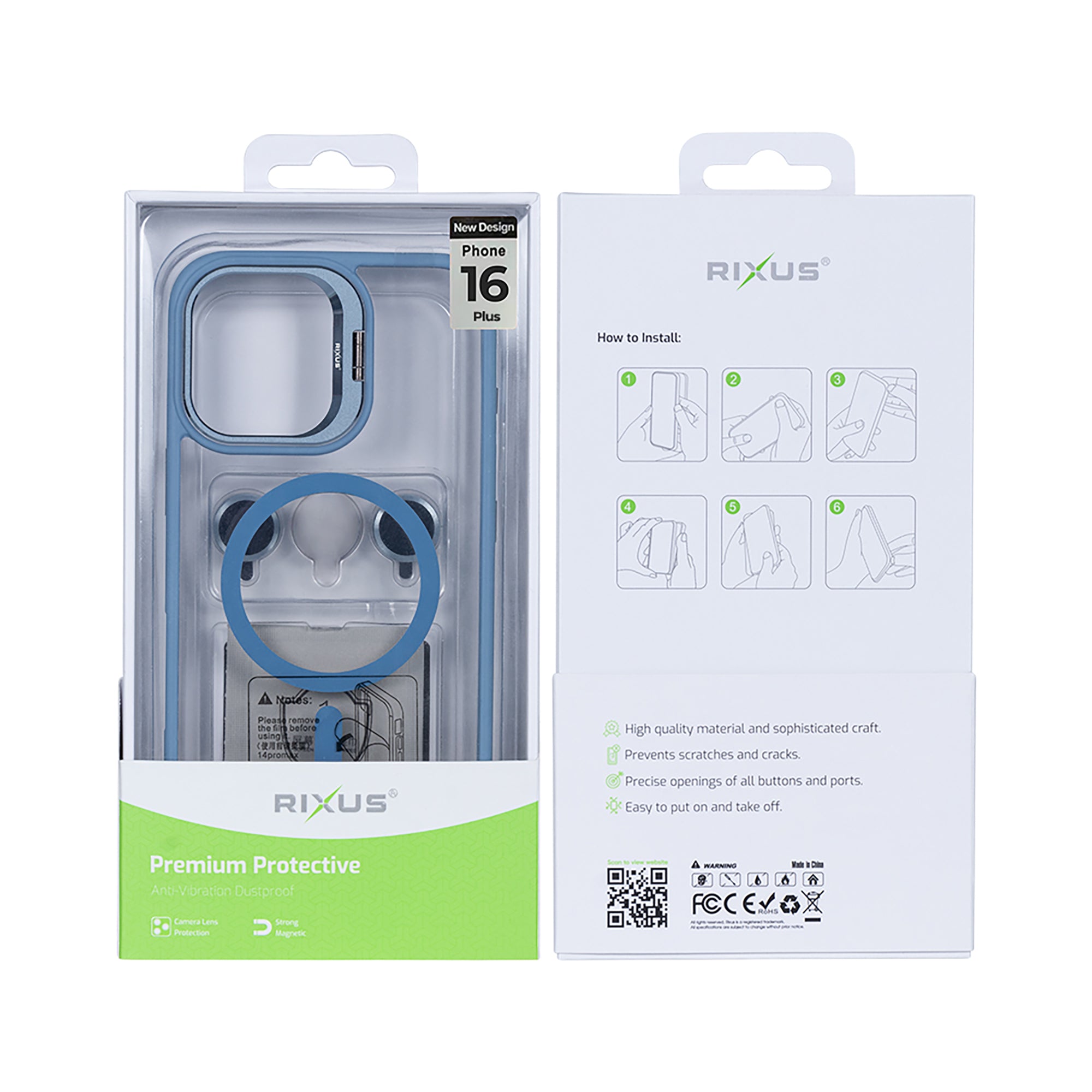 Rixus Classic 03 Case With MagSafe Compatible For Apple iPhone 16 Plus Light Blue